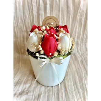 Örök tulipán box - Piros & Fehér
